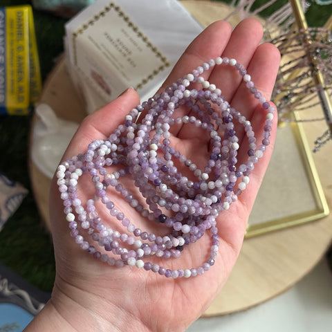 Ravenstone Crystals Faceted Lepidolite Stretch Bracelet | 4mm