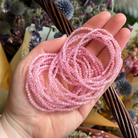 Ravenstone Crystals Faceted Rose Quartz Stretch Bracelet | 4mm