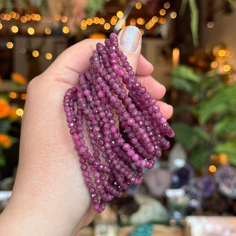 Ravenstone Crystals Faceted Ruby Stretch Bracelet | 4mm