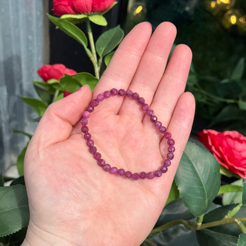 Ravenstone Crystals Faceted Ruby Stretch Bracelet | 5mm