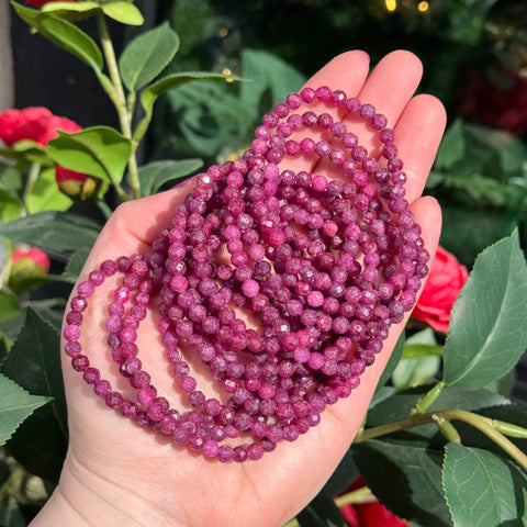 Ravenstone Crystals Faceted Ruby Stretch Bracelet | 5mm