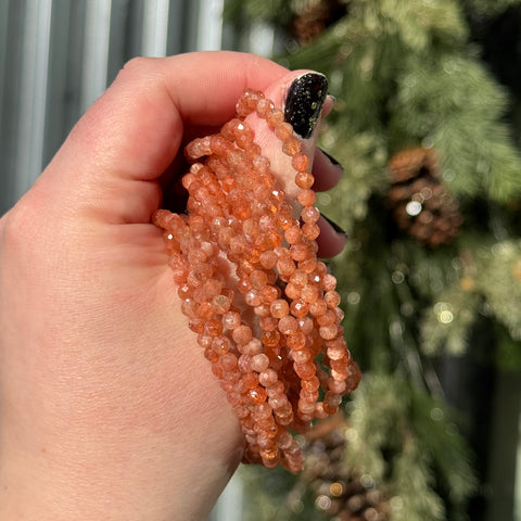 Ravenstone Crystals Faceted Sunstone Stretch Bracelet | 4mm