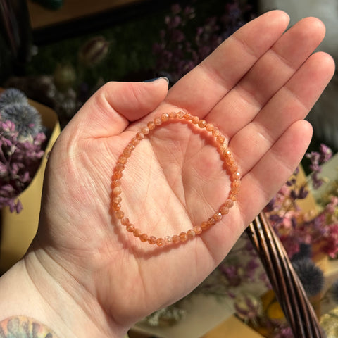 Ravenstone Crystals Faceted Sunstone Stretch Bracelet | 4mm