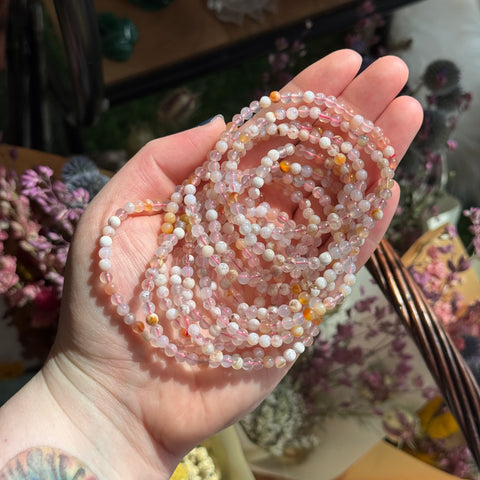 Ravenstone Crystals Flower Agate Stretch Bracelet | 4mm