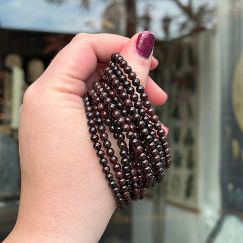 Ravenstone Crystals Garnet Stretch Bracelet | 4mm