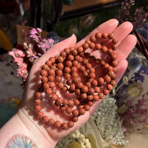 Ravenstone Crystals Goldstone Stretch Bracelet