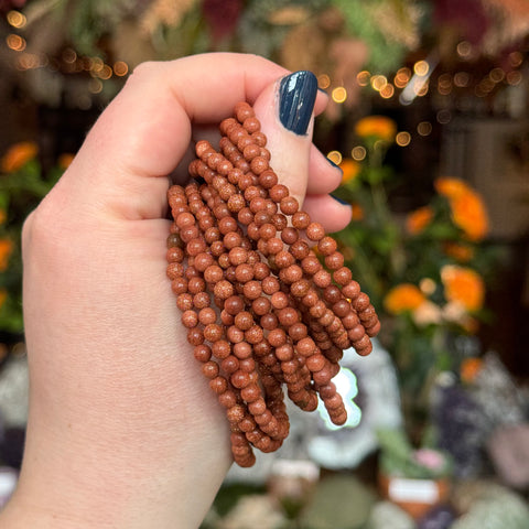 Ravenstone Crystals Goldstone Stretch Bracelet | 4mm