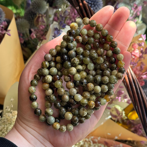 Ravenstone Crystals Green Garnet Stretch Bracelet