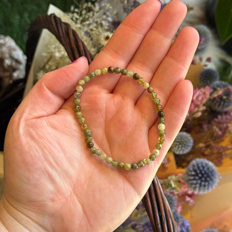 Ravenstone Crystals Green Garnet Stretch Bracelet | 4mm