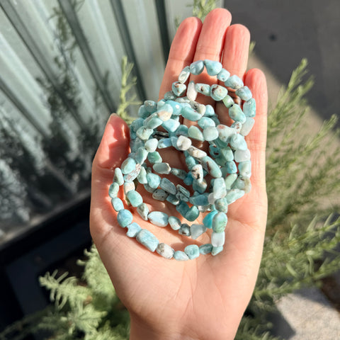 Ravenstone Crystals Larimar Chip Stretch Bracelet