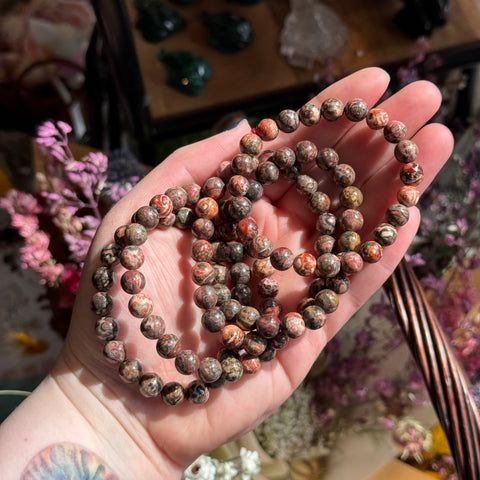 Ravenstone Crystals Leopard Skin Jasper Stretch Bracelet