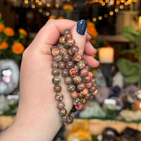 Ravenstone Crystals Leopard Skin Jasper Stretch Bracelet