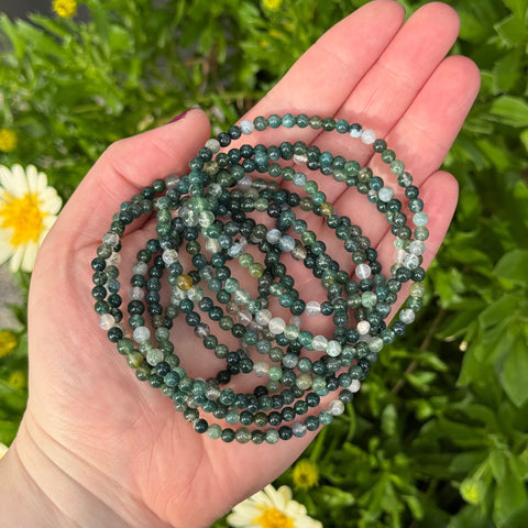 Ravenstone Crystals Moss Agate Stretch Bracelet | 4mm