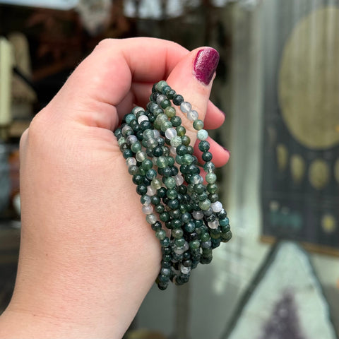 Ravenstone Crystals Moss Agate Stretch Bracelet | 4mm