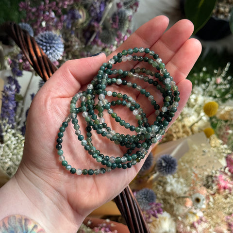Ravenstone Crystals Moss Agate Stretch Bracelet | 4mm