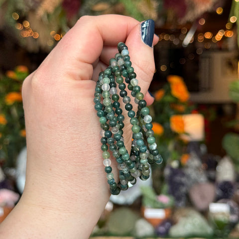 Ravenstone Crystals Moss Agate Stretch Bracelet | 4mm