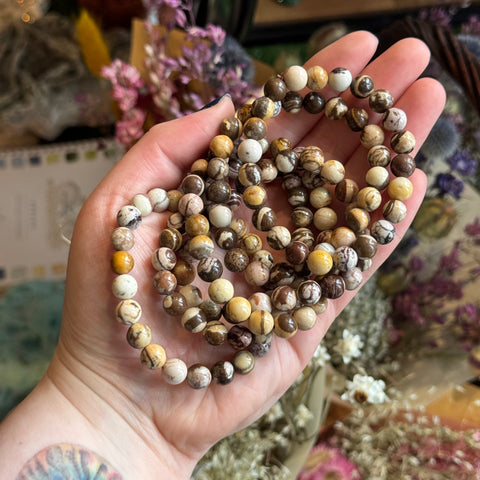 Ravenstone Crystals Peanut Wood Stretch Bracelet