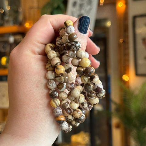 Ravenstone Crystals Peanut Wood Stretch Bracelet