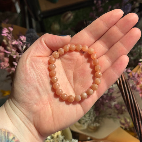 Ravenstone Crystals Pink Moonstone Stretch Bracelet