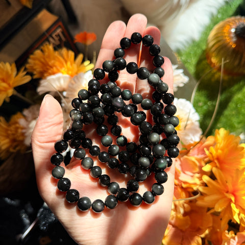 Ravenstone Crystals Rainbow Obsidian Stretch Bracelet