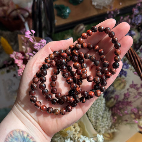 Ravenstone Crystals Red Tiger's Eye Stretch Bracelet