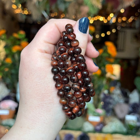 Ravenstone Crystals Red Tiger's Eye Stretch Bracelet