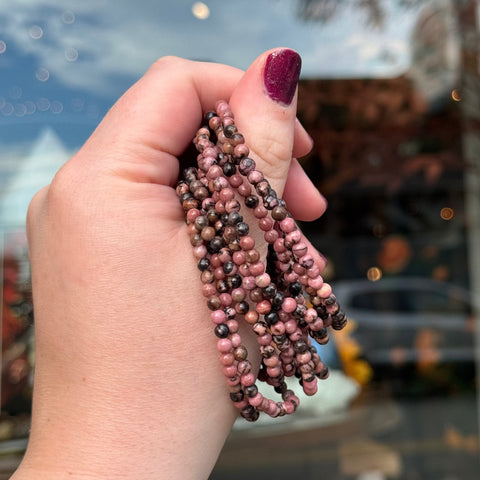 Ravenstone Crystals Rhodonite Stretch Bracelet | 4mm