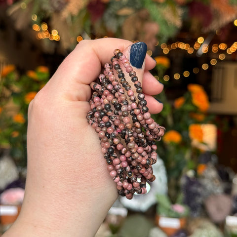 Ravenstone Crystals Rhodonite Stretch Bracelet | 4mm