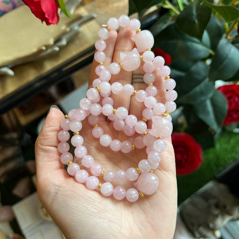 Ravenstone Crystals Rose Quartz Cat Stretch Bracelet