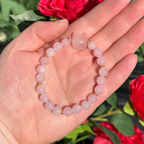 Ravenstone Crystals Rose Quartz Cat Stretch Bracelet