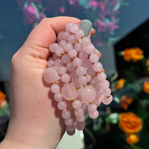 Ravenstone Crystals Rose Quartz Cat Stretch Bracelet