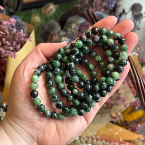 Ravenstone Crystals Ruby Zoisite Stretch Bracelet
