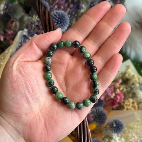 Ravenstone Crystals Ruby Zoisite Stretch Bracelet