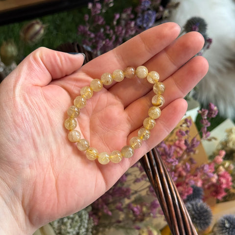 Ravenstone Crystals Rutilated Quartz Stretch Bracelet
