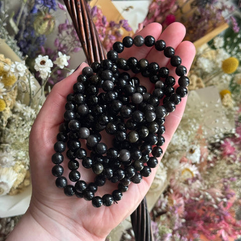 Ravenstone Crystals Sheen Obsidian Stretch Bracelet