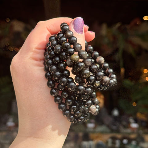 Ravenstone Crystals Sheen Obsidian Stretch Bracelet