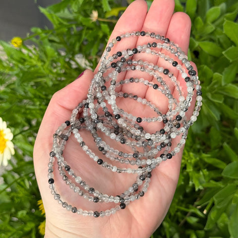 Ravenstone Crystals Tourmalated Quartz Stretch Bracelet | 4mm