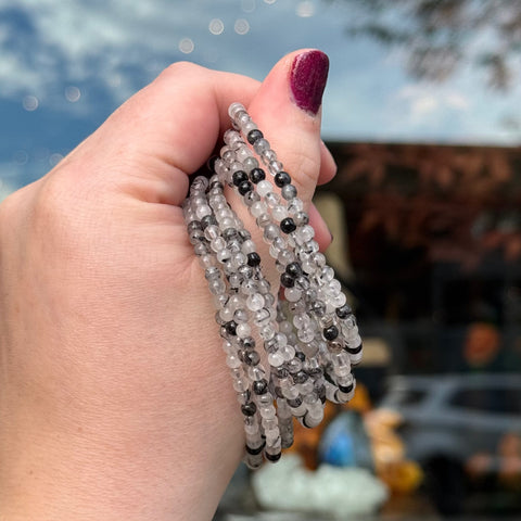 Ravenstone Crystals Tourmalated Quartz Stretch Bracelet | 4mm