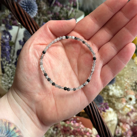 Ravenstone Crystals Tourmalated Quartz Stretch Bracelet | 4mm