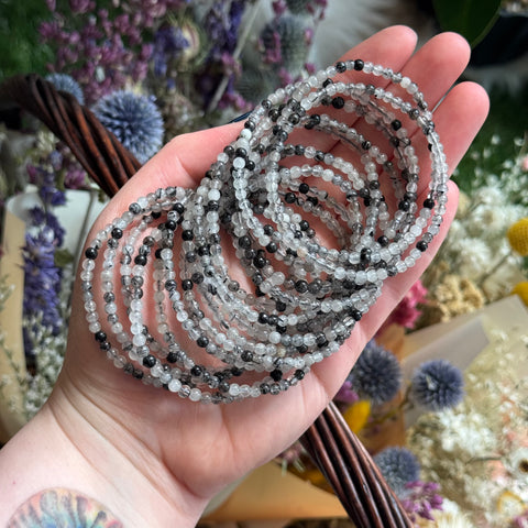 Ravenstone Crystals Tourmalated Quartz Stretch Bracelet | 4mm