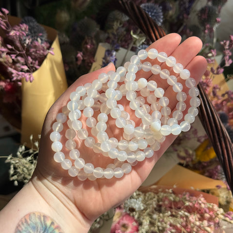 Ravenstone Crystals White Agate Stretch Bracelet