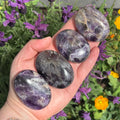 Ravenstone Crystals Amethyst Palm Stone | Dark Purple
