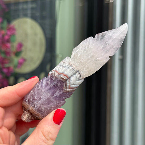 Ravenstone Crystals Crazy Lace Amethyst Feather "Stephanie"
