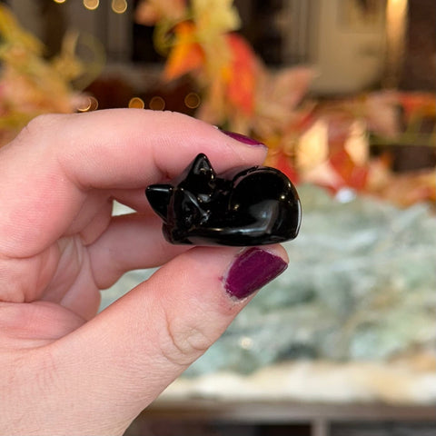 Ravenstone Crystals Little Obsidian Sleeping Cat