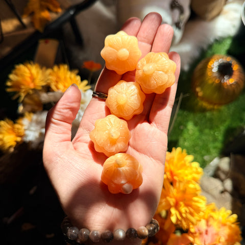Ravenstone Crystals Little Orange Calcite Pumpkin