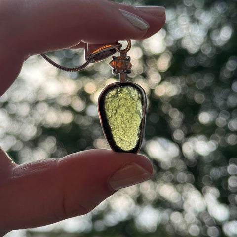 Ravenstone Crystals Moldavite | Herkimer Diamond Necklace "Chance"