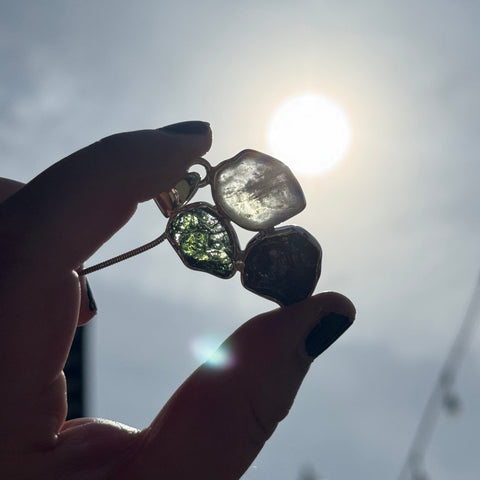 Ravenstone Crystals Moldavite | Libyan Desert Glass | Iron Meteorite Necklace "Adele"