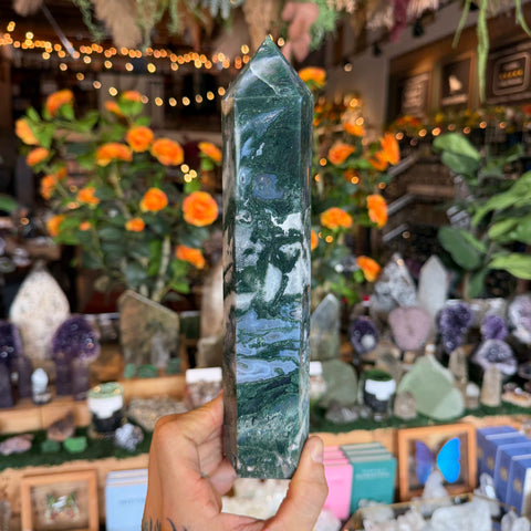 Ravenstone Crystals Moss Agate "Cliff"