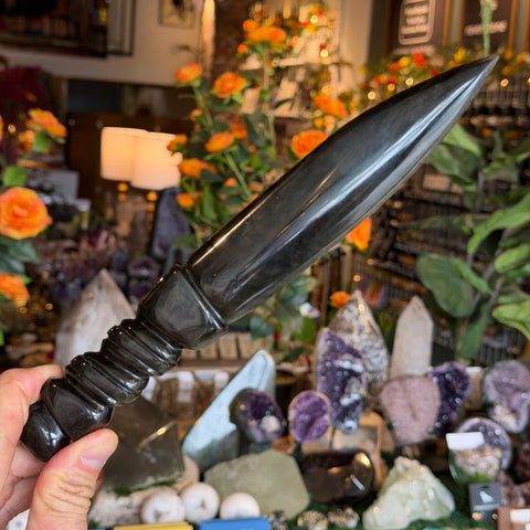 Ravenstone Crystals Obsidian Dagger "Clay"