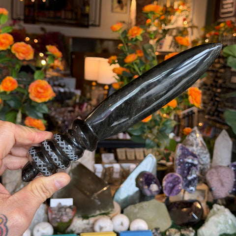 Ravenstone Crystals Obsidian Dagger "Colette"